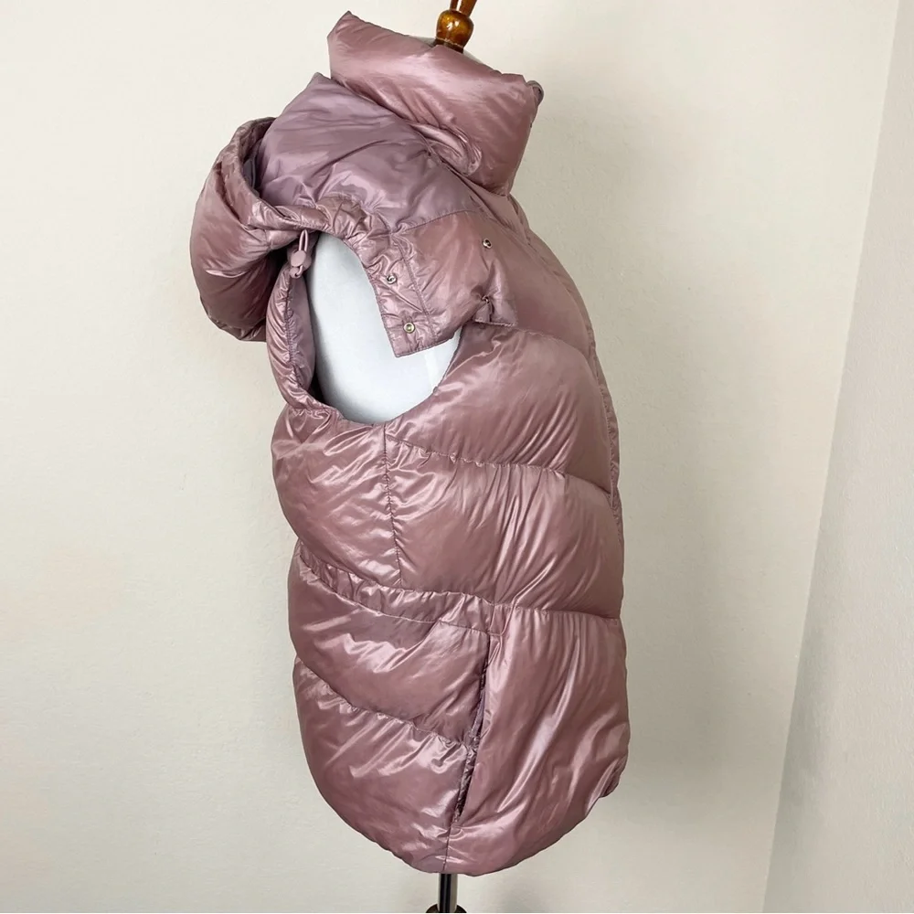 Athleta Lofty Down Puffer Vest Dogwood Mauve Hooded‎ - Picture 10 of 16